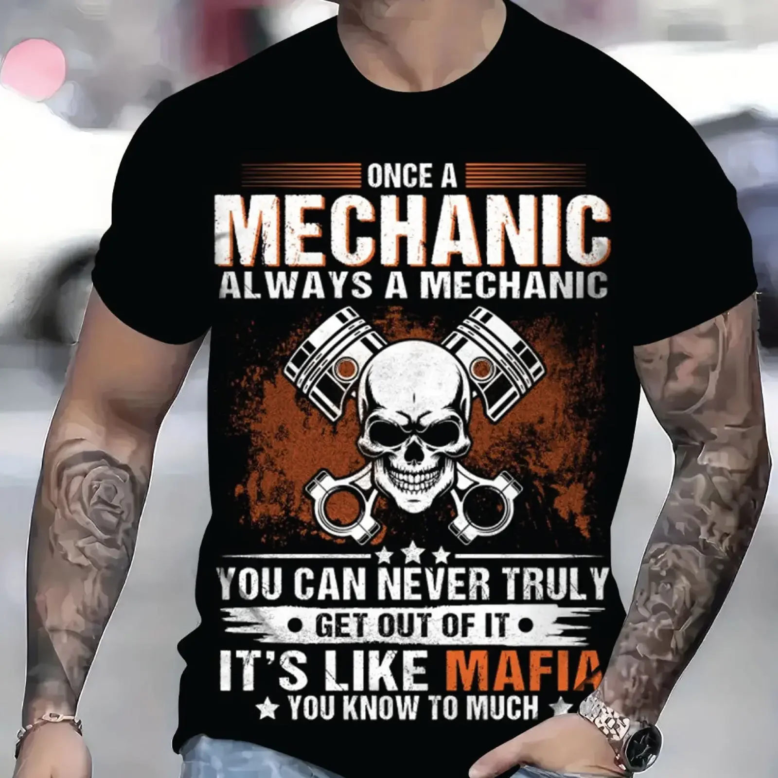 Once A Mechanic Always T Shirt Funny Vintage Black vintage Washed graphic Slightly Stretched Stylish fashion Casual Unisex
