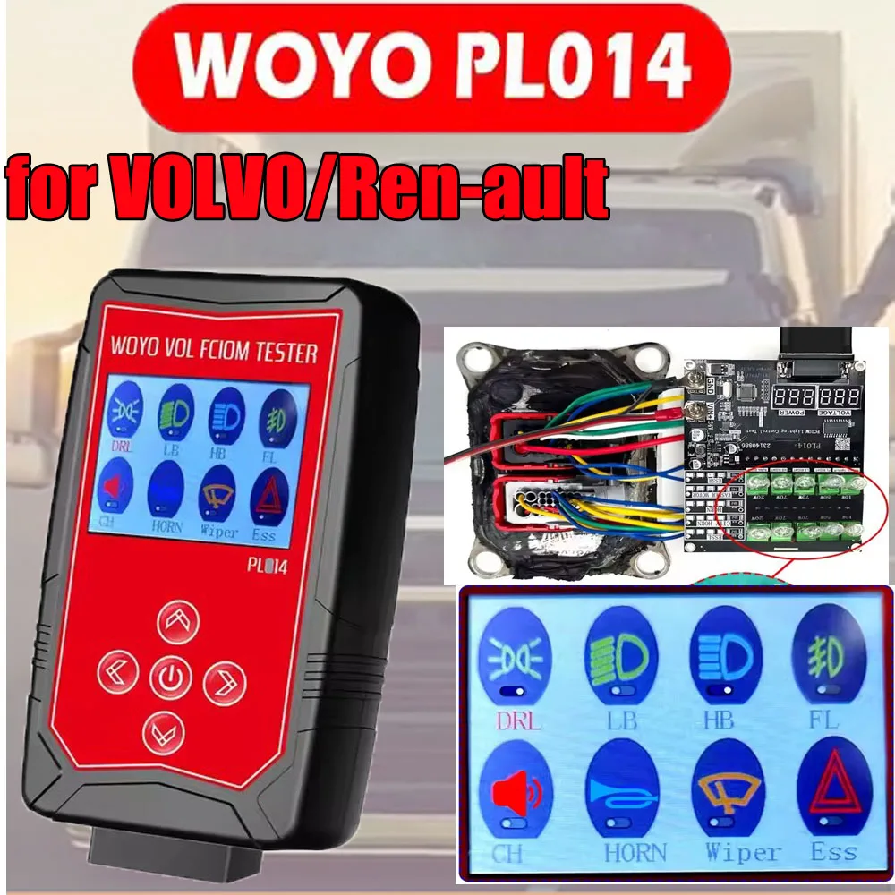 

Грузовик-тестер WOYO PL014 для VOLVO для Renault Unit Автомобильный диагностический инструмент Аппаратное обеспечение одним щелчком мыши на петле (HIL) Тестирование FCIOM