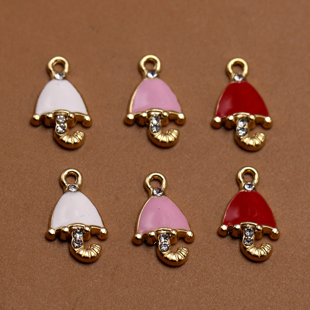 

10pcs Princess Umbrella Ear Studs Alloy Pendant Charm Diy Jewelry Making Accessories For Necklace Bracelet Keychain Red