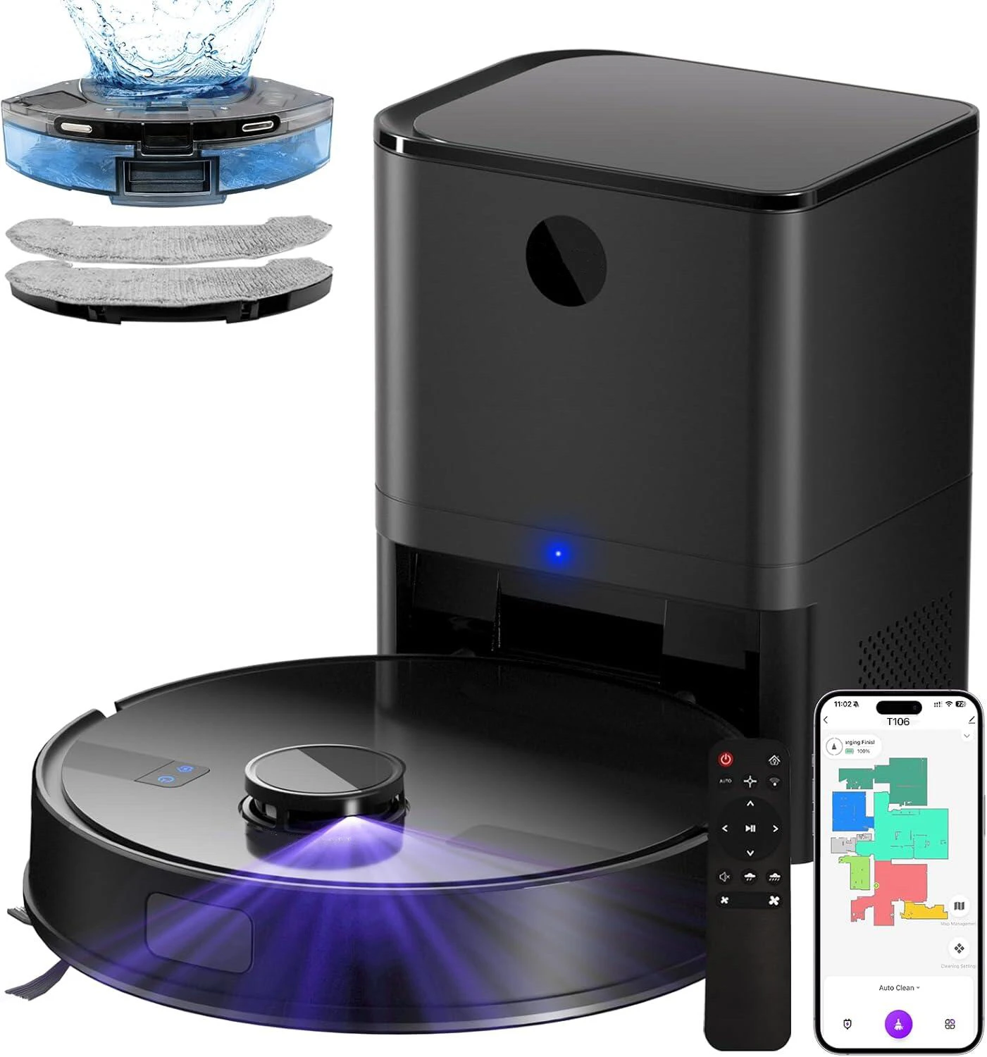 Powerful Automatic Cleaning Robot Vacuum Cleaner Wet and Dry Mopping HEPA Customized Self-Emptying Lidar Navigation Upgraded LDS