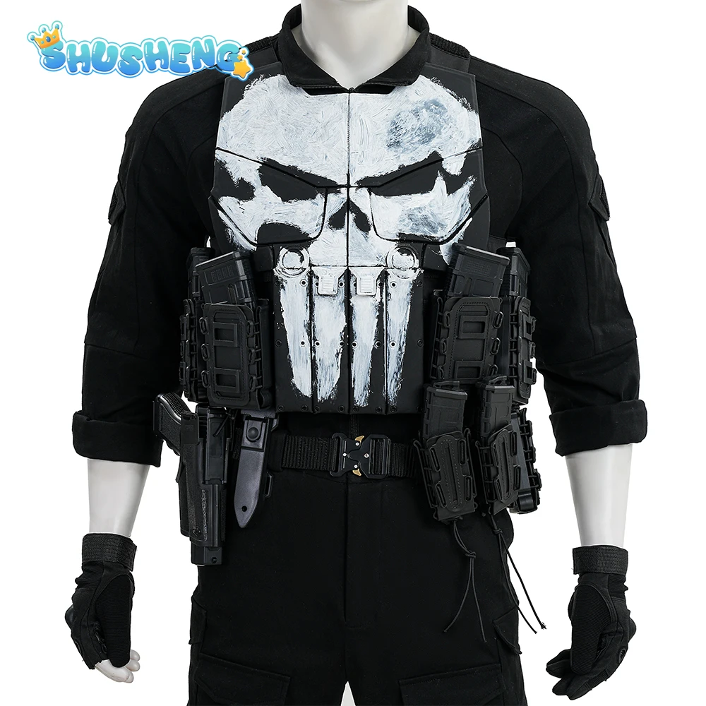 

2026 New Punish COS er Superhero Cosplay Costume Men's fantasy black jumpsuit props shoes Halloween party full set uniform