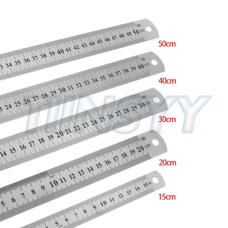 Metal Scale Stainless Steel Straight Ruler Measuring Stationery Drafting Accessories Hand Measuring Tool School Office Supplies