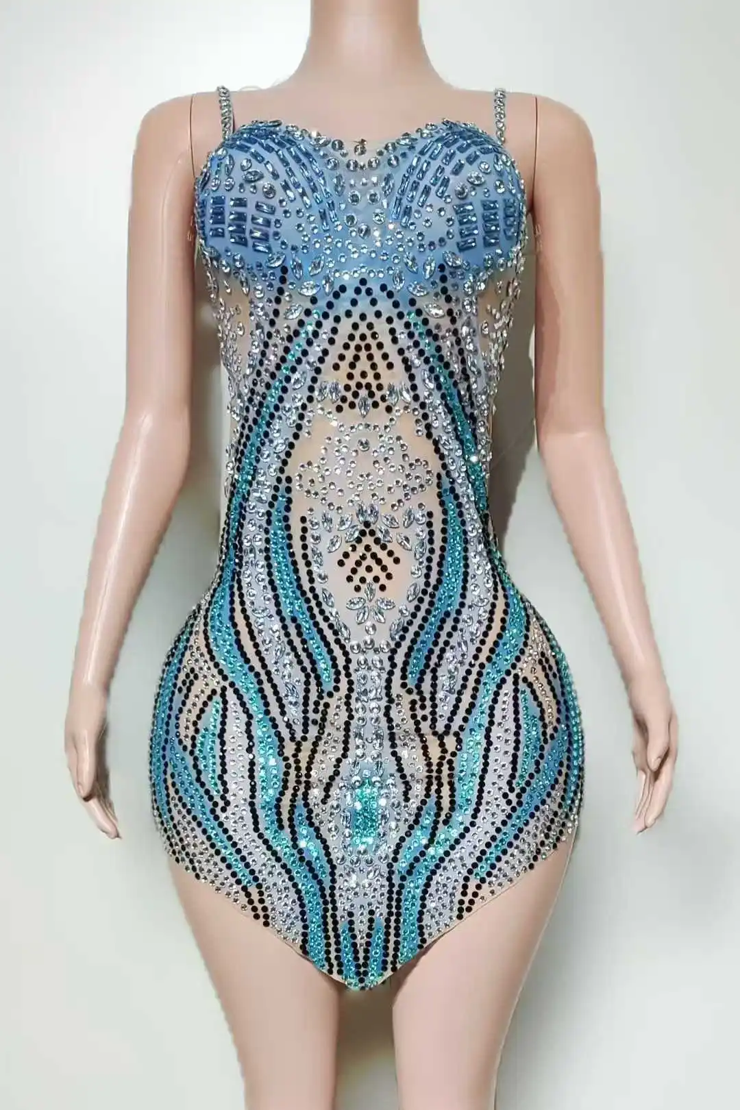 

Sleeveless Backless Sexy Mini Short Dress For Women Sparkly Rhinestone Outfits Singer Dancer Drag Queen Costumes Birthday Party