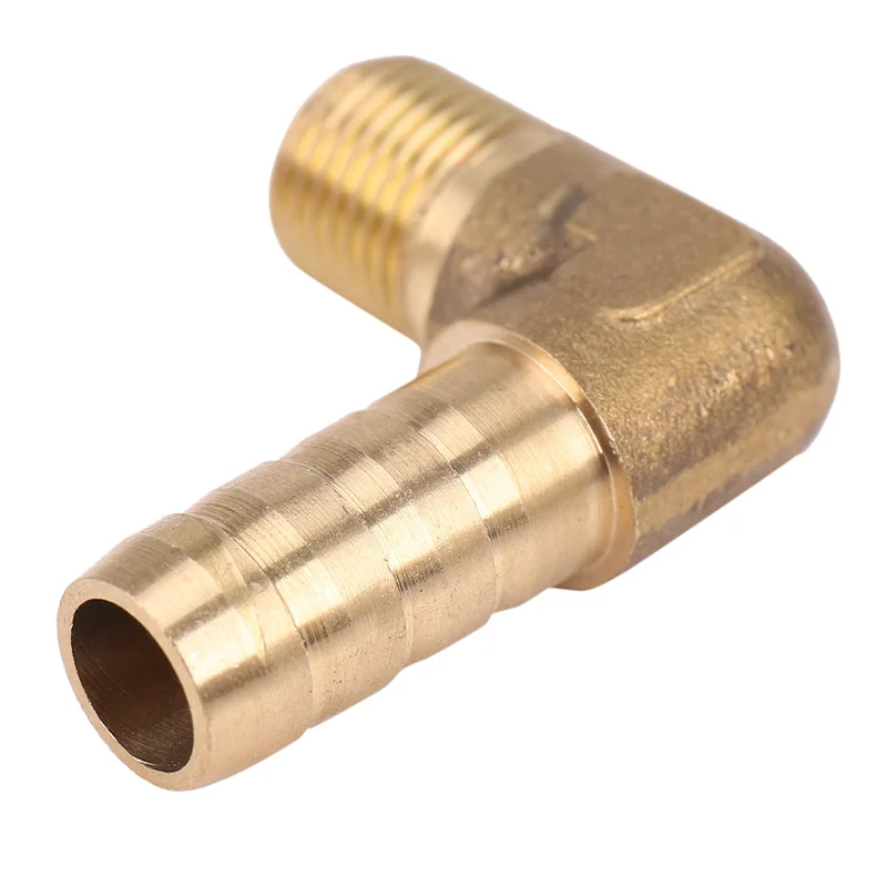 AB47-4PCS Шланг 8 мм X 3/8 дюйма наружная резьба 90 градусов латунный коленчатый соединитель с зазубринами