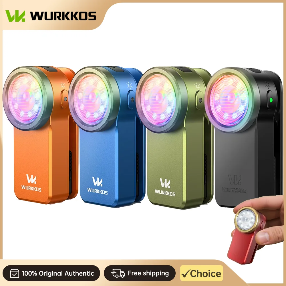 Wurkkos HD03 680LM Mini Clip Light USB C újratölthető zseblámpa Hordozható EDC RGB zseblámpa mágnessel