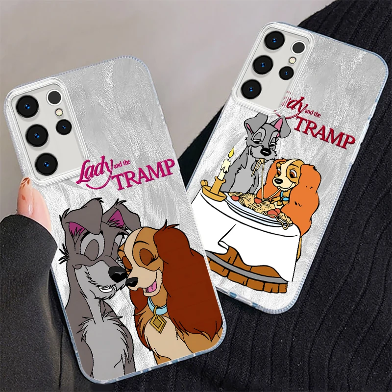 Disney Lady And The Tramp For Samsung S24 S23 S21 FE Plus Ultra A03 A25 A23 A22 A21S A15 A14 A12 5G Feather Yarn Funda