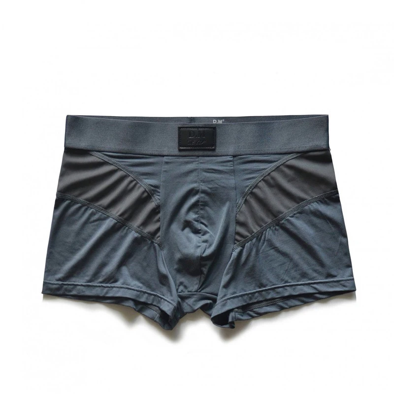 

Men's Sexy Underwear Mid-Low Waist Panties Boxers Mesh Breathable Splice Modal Smooth Elastic Sports Briefs Sissy Underwear