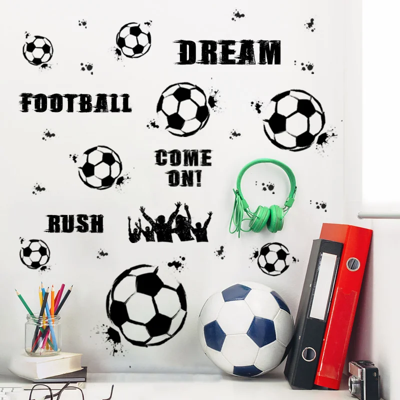 2Pcs/set Voetbal Engels Slogan Muursticker Woonkamer Slaapkamer Studie Restaurant Zelfklevende Decoratieve Mural Muursticker