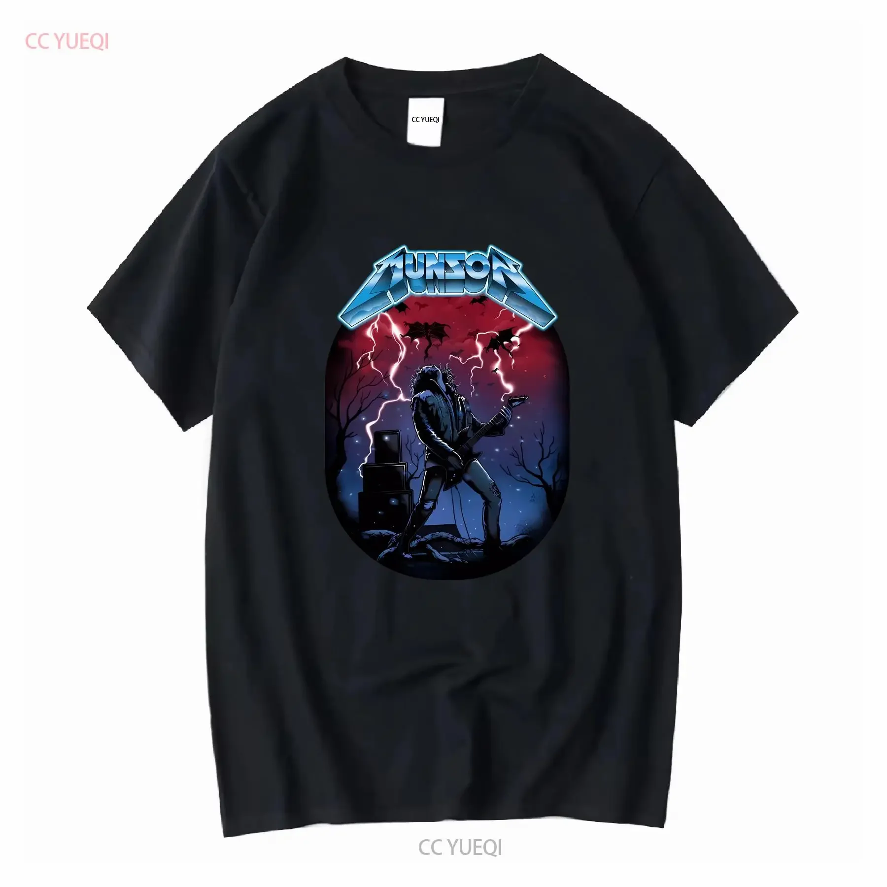 Eddie Play Guitar Stranger for ST4 Fans MunSon T Shirt vintage Washed Versatile Soft Unisex Stretched homme Comfortable