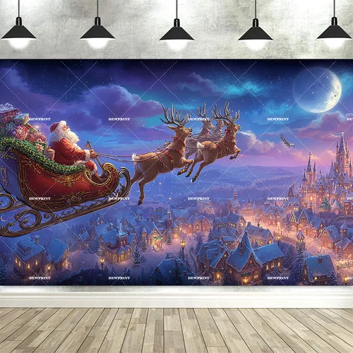 Imagen 2 del producto Dewprint Navidad al aire libre bastón de caramelo Banner telón de fondo invierno árbol de Navidad decoración interior vacaciones fiesta retrato foto fondo