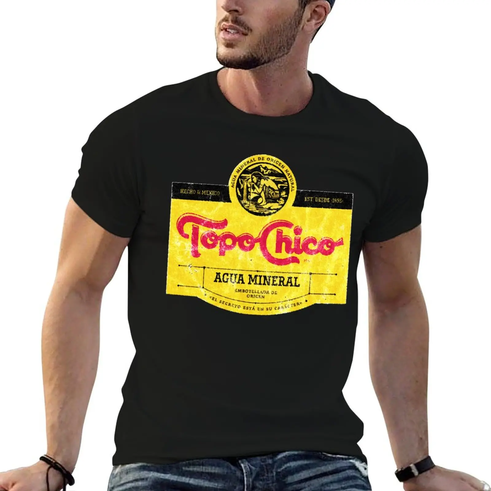 Camiseta Topo Chico Agua Mineral con logo desgastado y lavado (agua mineral con gas), camisetas de anime, camiseta oversize