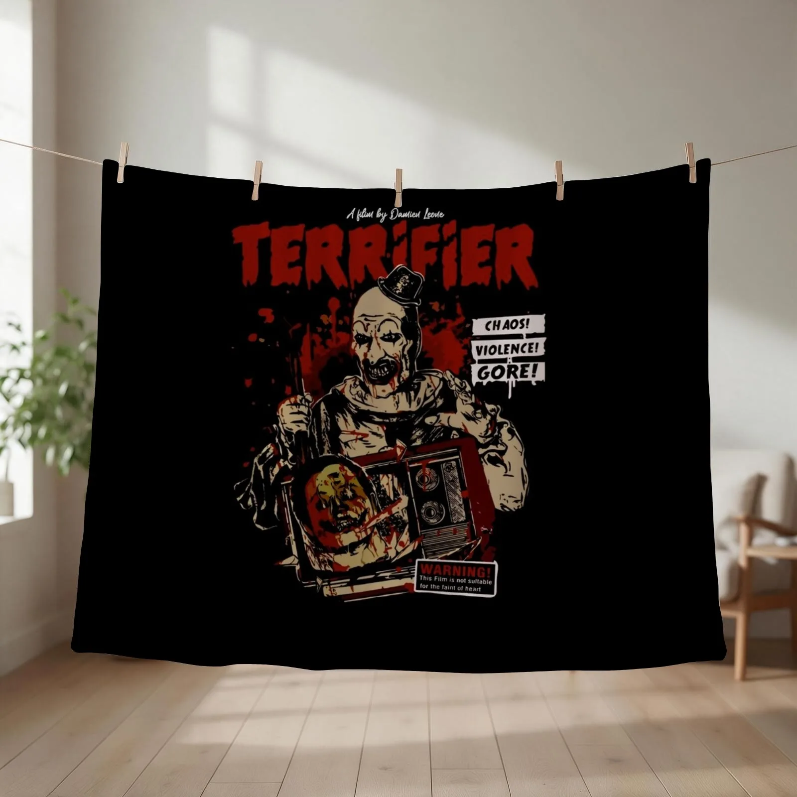 Terrifier Movie Halloween Throw Blanket couch cozy soft plush fuzzy picnic outdoor blanket