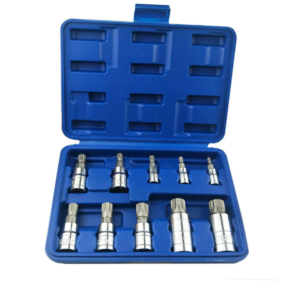 

10 pcs 12 Corners Batch Socket Set Triple Square Spline Bit M4 M5 M8 M10 1/4 3/8 1/2 Drive Hand Tools