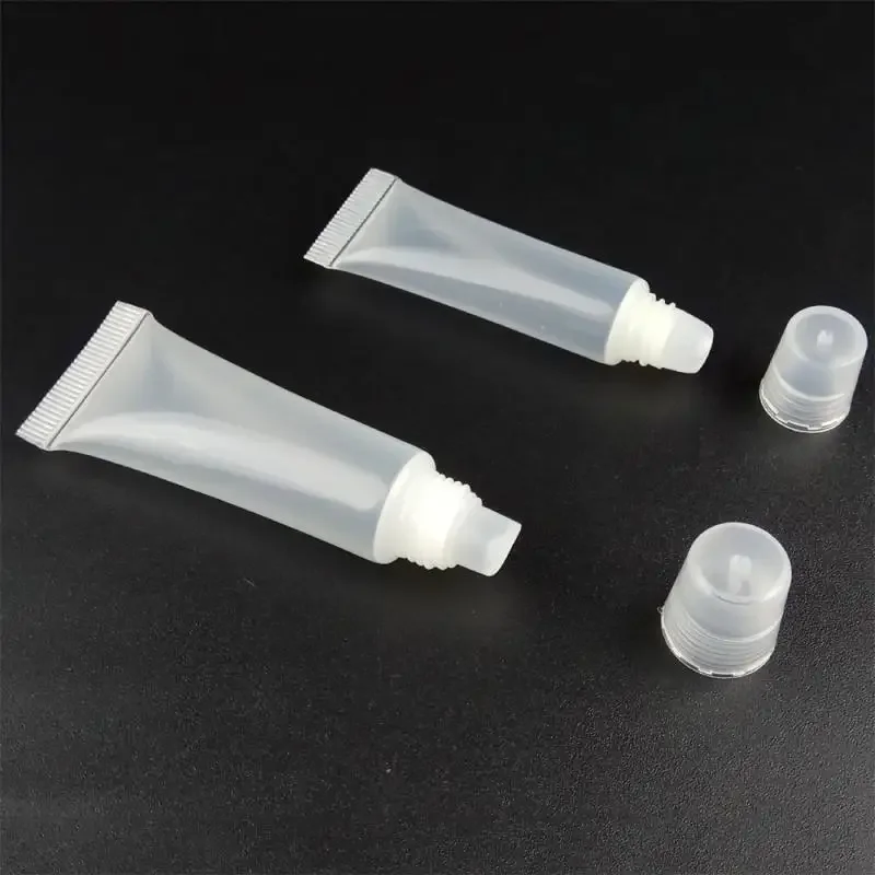 Tubos de plástico recargables vacíos para apretar, envases cosméticos translúcidos, botella de viaje de tubo de plástico suave con tapa abatible, 1/2 Uds.