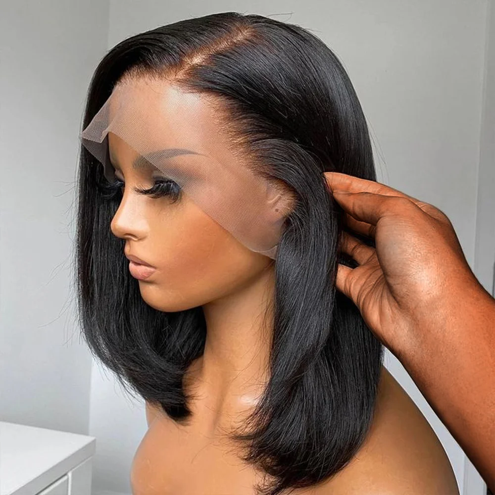 

Short Bob Wig Transparent Lace Frontal Wigs Human Hair 100% Straight Bob Wigs Pre Plucked 13x4 Lace Front Wigs For Black Women