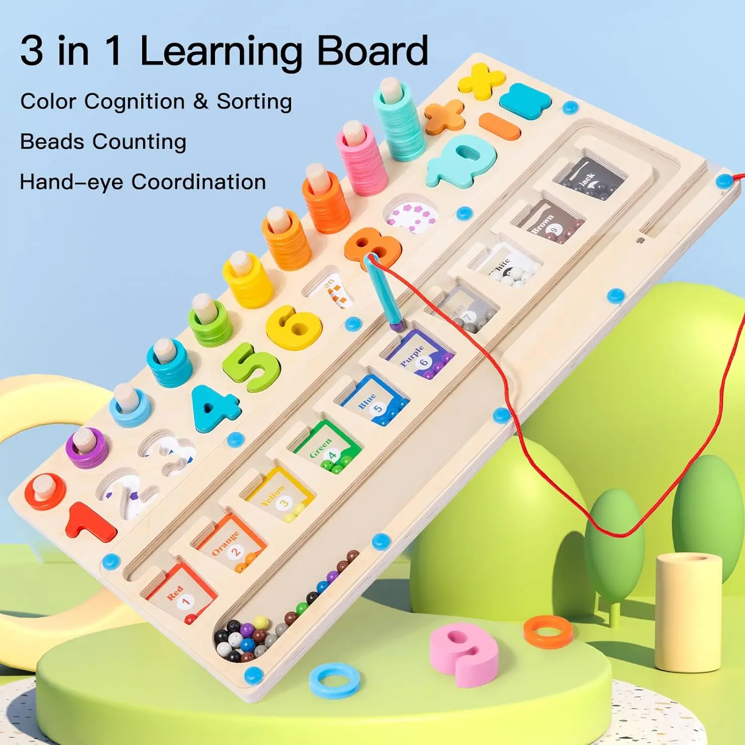 Magnetic Color and Number Maze Wooden Magnet Puzzle Game Board for Toddlers Montessori Toys Fine Motor Skills Toys for Children