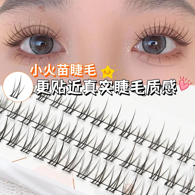 

New Manga Lashes Extended Girl Group Segmented False Eyelashes Thin Stem Single Cluster Natural Cos Grafting Eyelashes Makeup To