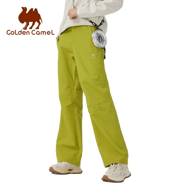 GOLDEN CAMEL Women's Tri-proof Softshell Pants Outdoor Trouser Windproof Waterproof Loose Hiking Mountaineering Pants for Women