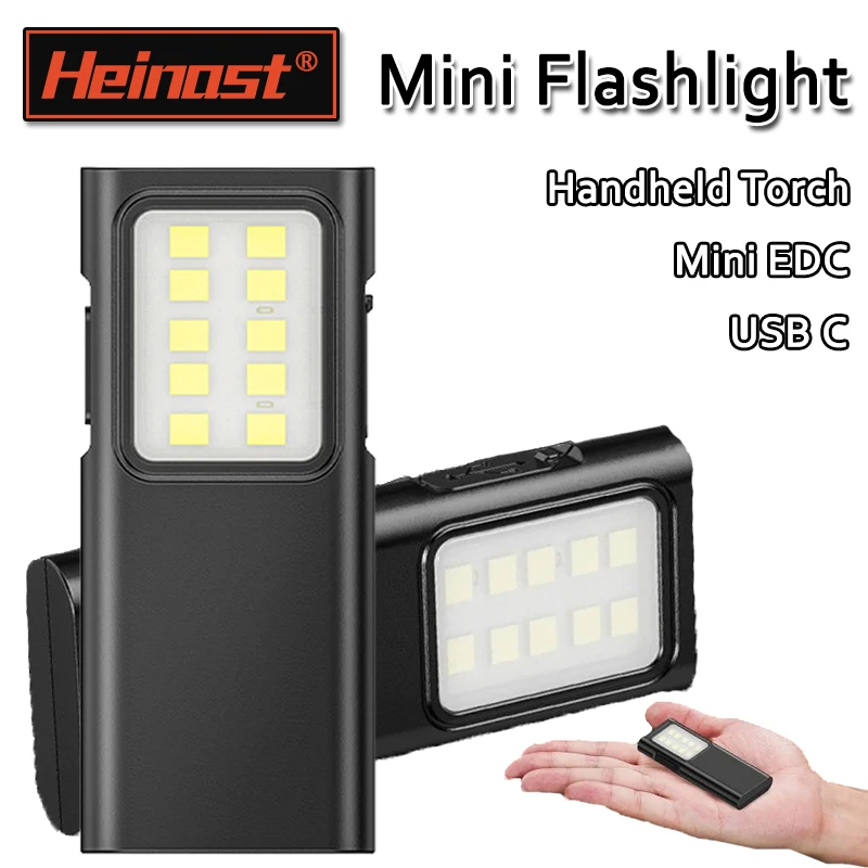 LED Mini Work Light USB C Rechargeable Handheld Flashlight Pocket Floodlight Emergency Camping Light for Outdoor Running Hiking