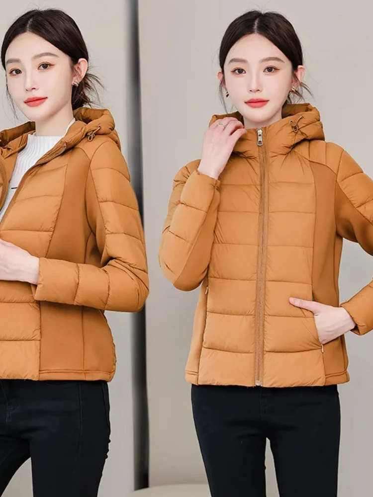 Vielleicht 2025 New Lightweight Winter Clothes Women's Cotton-padded Jacket Short Hooded Jacket Coat Casual Winter Outwear