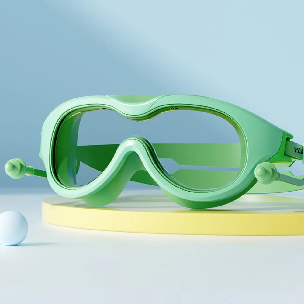 

Large Frame Kids Swim Goggles with Ear Plug PC Glass Swimming Goggles Vibrant Colors Anti Fog Diving Goggles Set Children