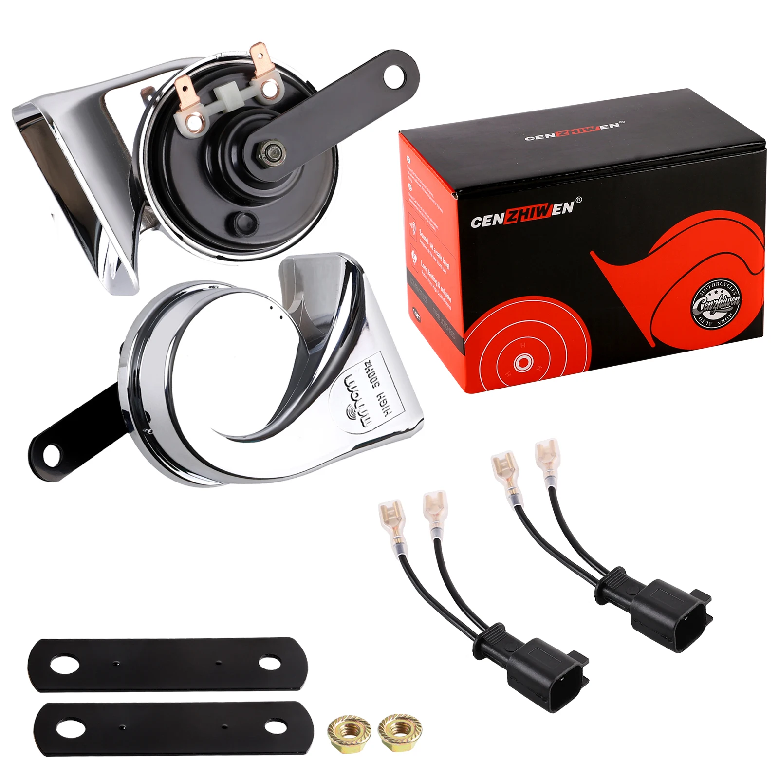 

125dB Super Loud 12V Snail Horn Chrome Pure Copper Coil Waterproof Dual Tone for Ford Focus Fiesta Ranger