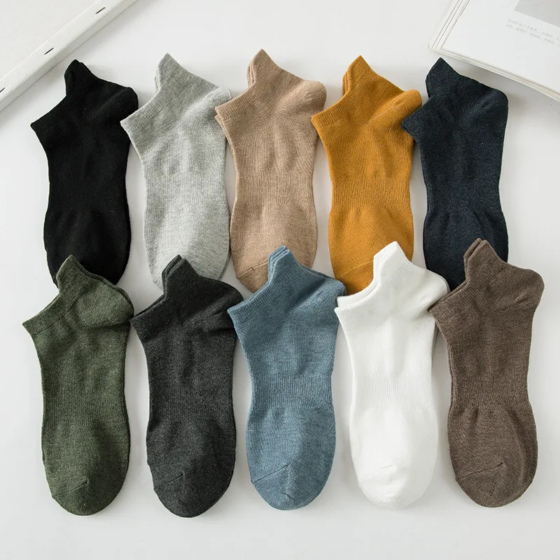 Solid Color Men's Socks Medium Tube Cotton Socks Sweat Absorption Breathable Soft Skin Wear Resistant Ball Sock