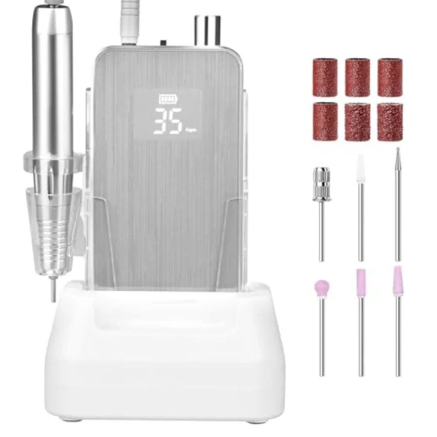 

Portable 2-in-1 Rechargeable Nail Drill Machine 35000RPM Coreless Motor for Acrylic Gel Nails Manicure Pedicure Salon Home Use