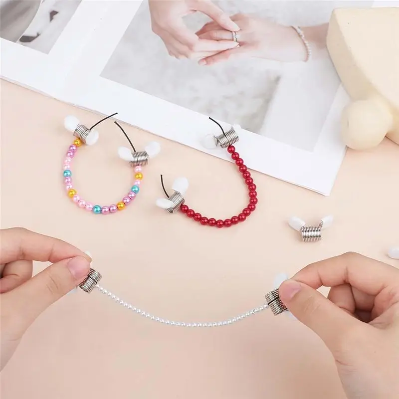 Superior AA63 Bead Stopper, 8Pcs Jewelry Making Spring Bead Clamps For Jewelry Making Bead Wire Ends Jewelry Making Tool