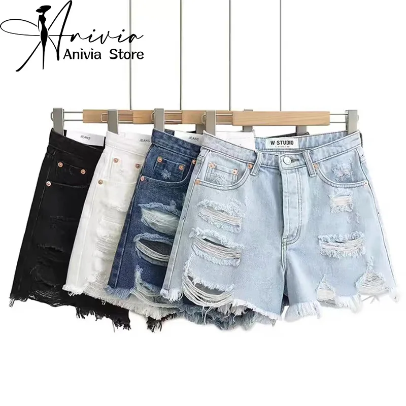 

Women's Casual Denim Shorts Y2K Pocket Harajuku High Street Aesthetic Vintage Blue Black White Short Jeans Shorts Streetwear New