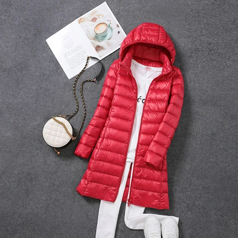 Women Jackets Brand long Down Jackets Women Ultra Light Hooded Basic Jacket Feather Famale Jackets Warm Coat