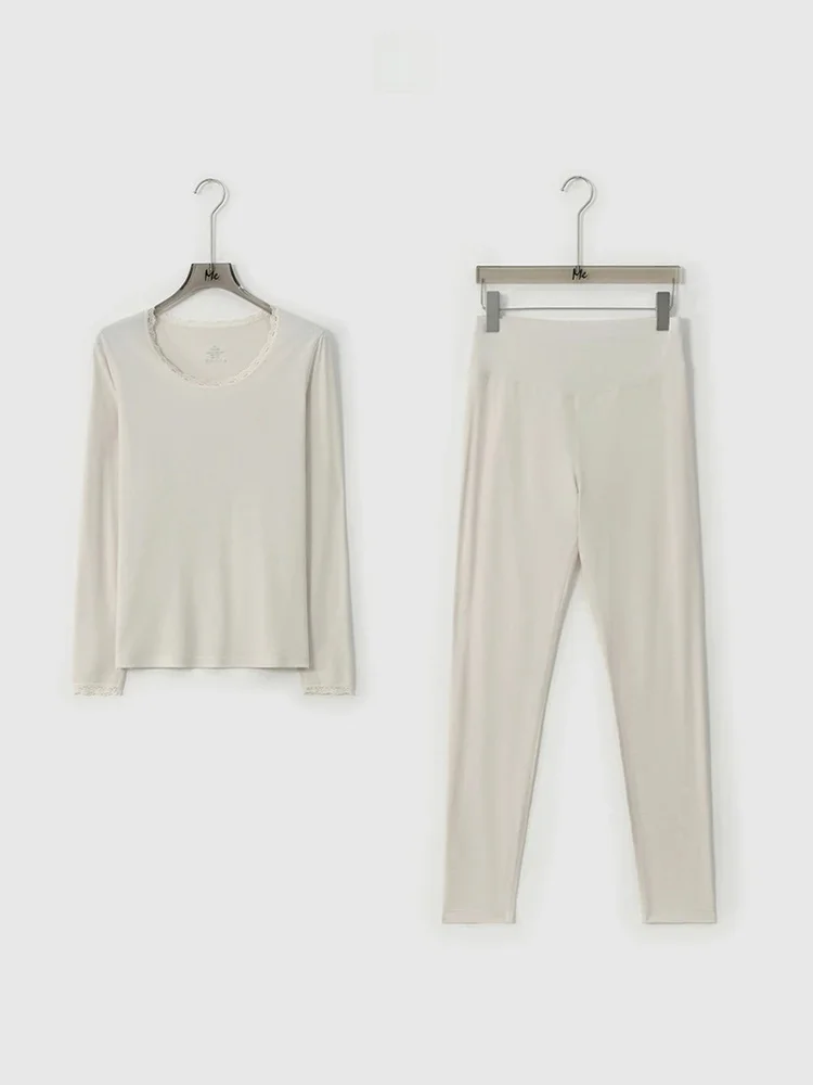 

Ультрамягкий, приятный для кожи комплект с кружевной отделкой, эластичный, теплый, повседневный комплект ME【Beau Skin Clothes Set】MESA4859, женский зимний наряд Faion