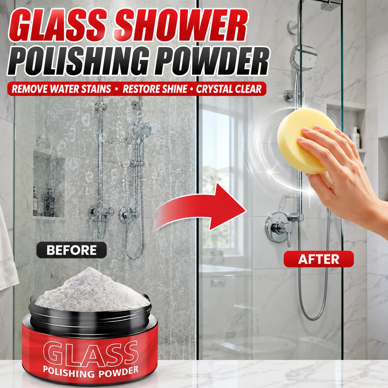 Car Windshield Glass Polishing Powder, Scratch Repair Compound, Improves Transparency and Restores Clarity