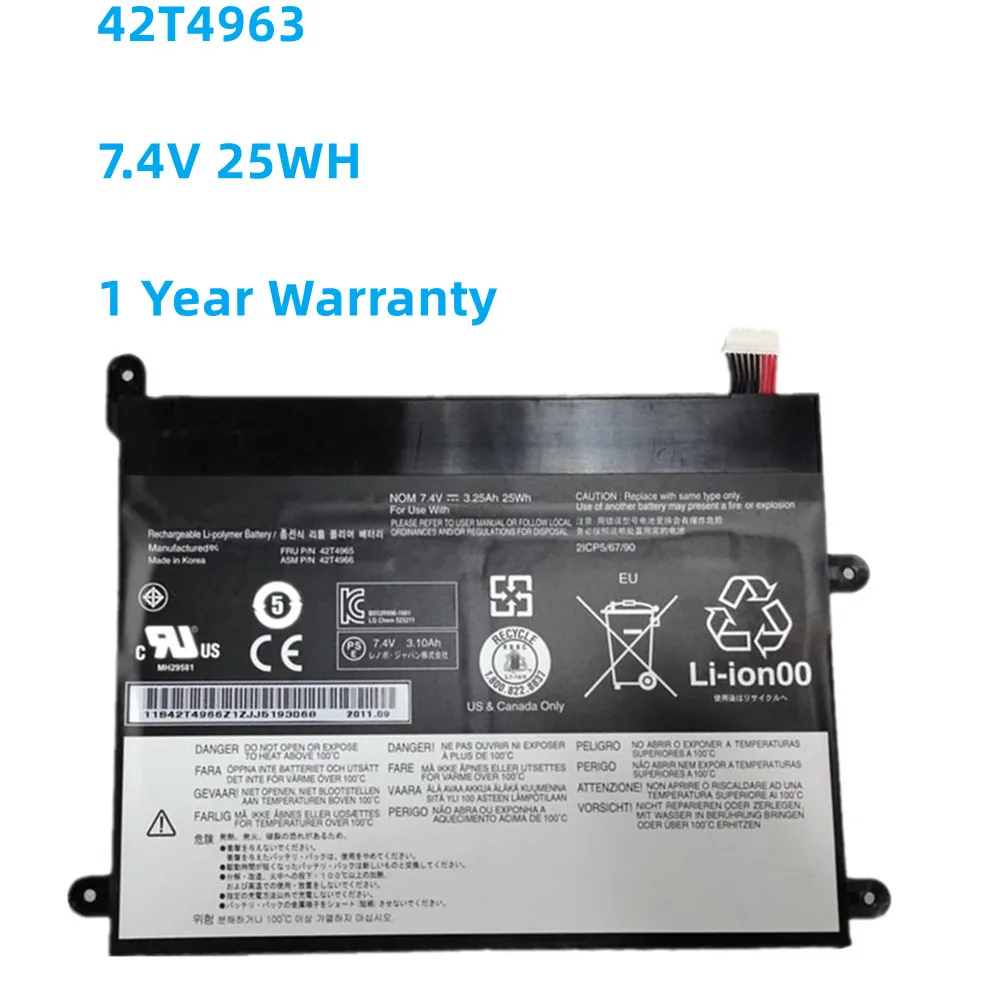 

New 7.4V 25WH/3.25Ah 42T4963 42T4964 42T4965 42T4966 Laptop Battery For Lenovo ThinkPad 1838 10.1" Tablet PC