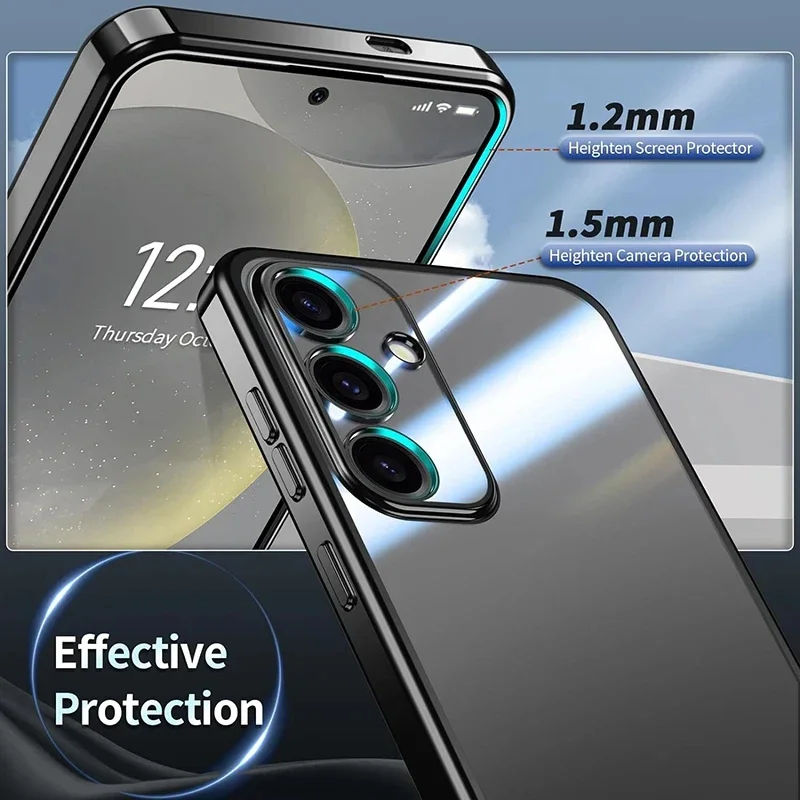 Luksusowe silikonowe etui dla Samsung Galaxy S25 S24 Plus S23 FE S22 Ultra Thin Plating Transparent Back Cover Clear Shockproof — zdjęcie 4