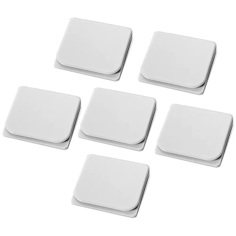 6 Pcs Shower Curtains Plastic Clips Self Adhesive Windproof Bathroom White Holder Holders
