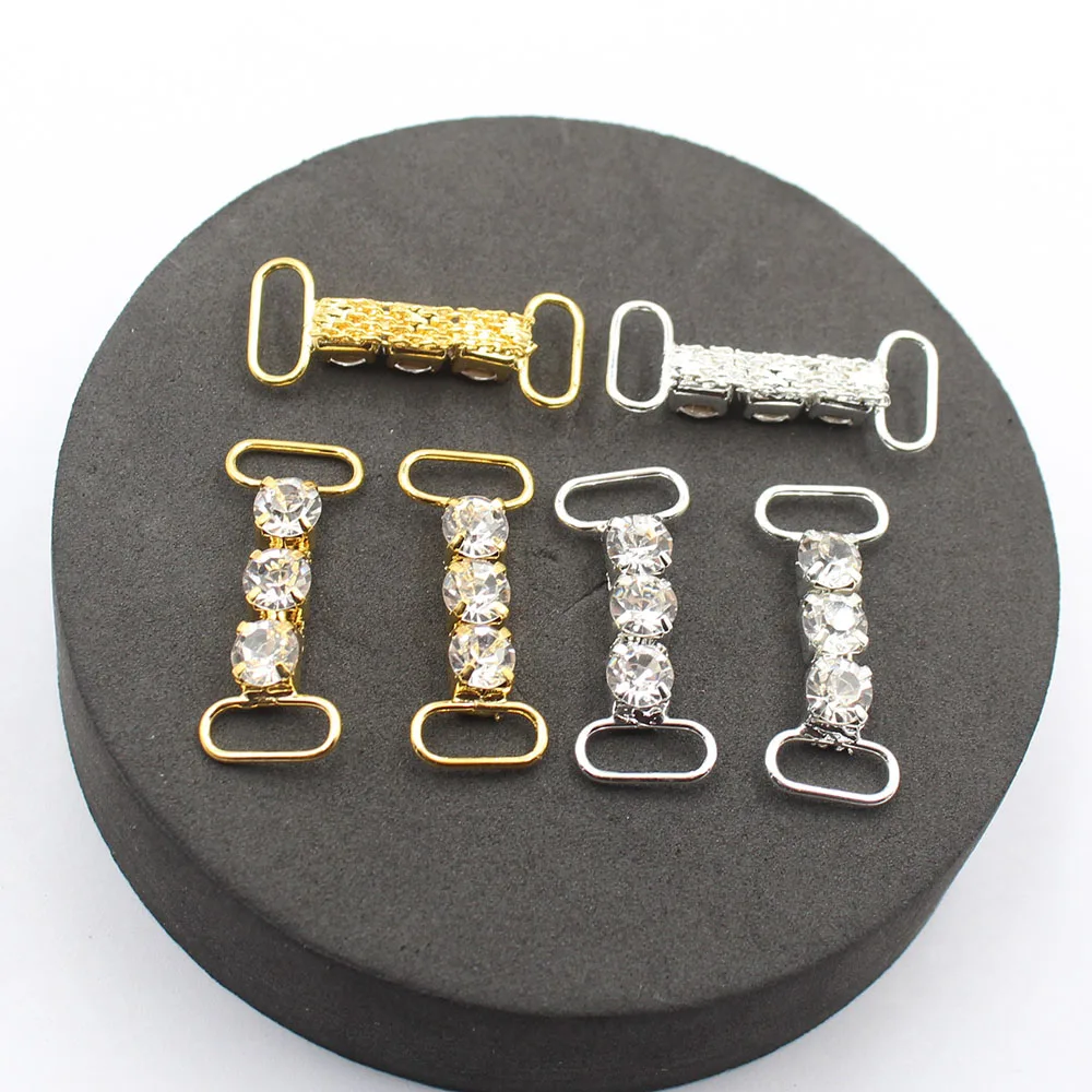 10pcs 30MM Single Row S28 Rhinestone Decorative Reinforcement Chain/Bikini Connecting Buckle for Shoulder Strap Clothing and Dre