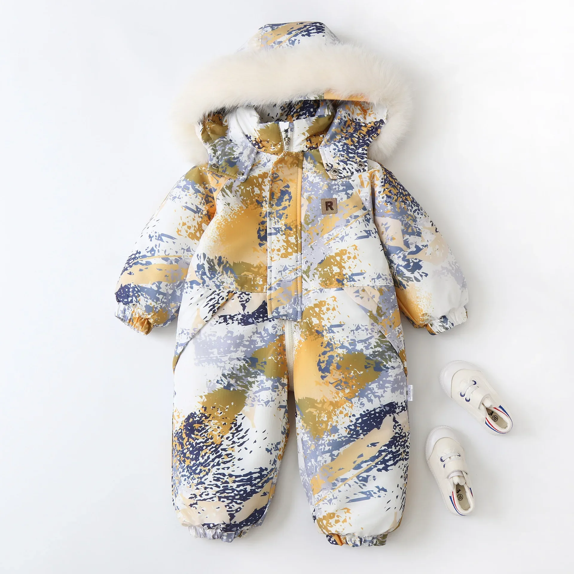 2024 Winter New Baby Clothes One Piece Boys Girls Jumpsuit Romper Printing Thin Ski Suit Children\'s Onesie Going Out Suit