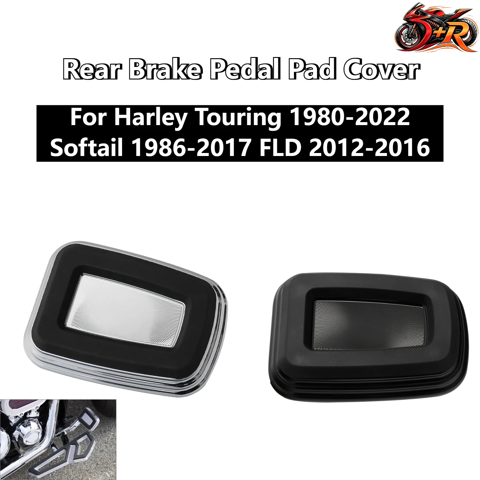 

New Rear Brake Pedal Pad Cover For Harley Touring 1980-2022 Softail 1986-2017 FLD 2012-2016 Motorcycle DONGRAN
