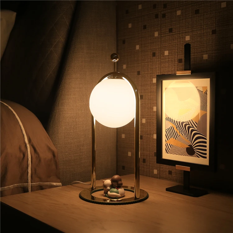 

Modern Nordic Table Light USB Table Lamp White Glass Globe Moon Night Light Dimmable Living Room LED Table Lamp