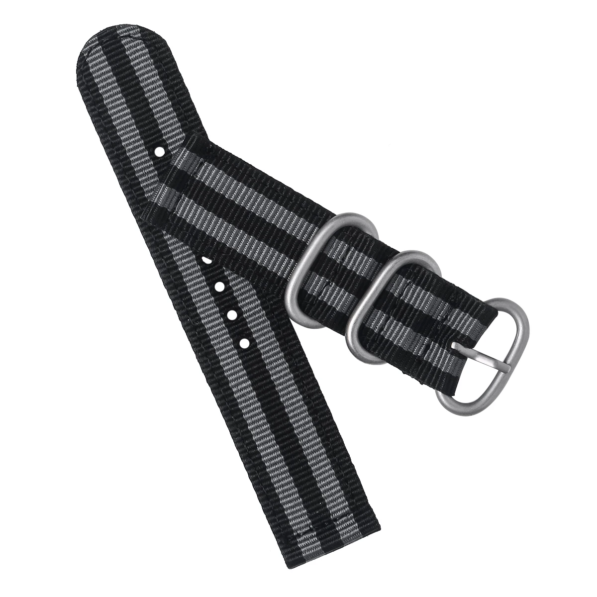 

22mm Watch Strap Webbing Durable 2-Joint Nylon Watch Band Wristband for Watch Replacement (Black Grey)