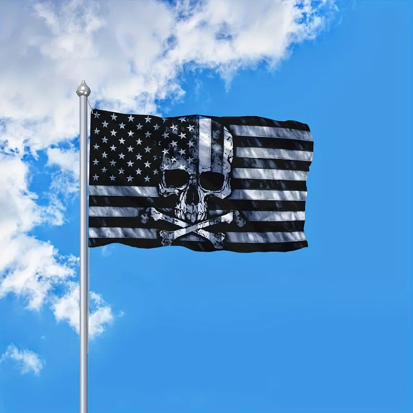Crossbones Pirate Flag Double Sided Black White UV Fade Proof American Banner Man Cave Wall Decor Indoor Outdoor 3x5 Ft