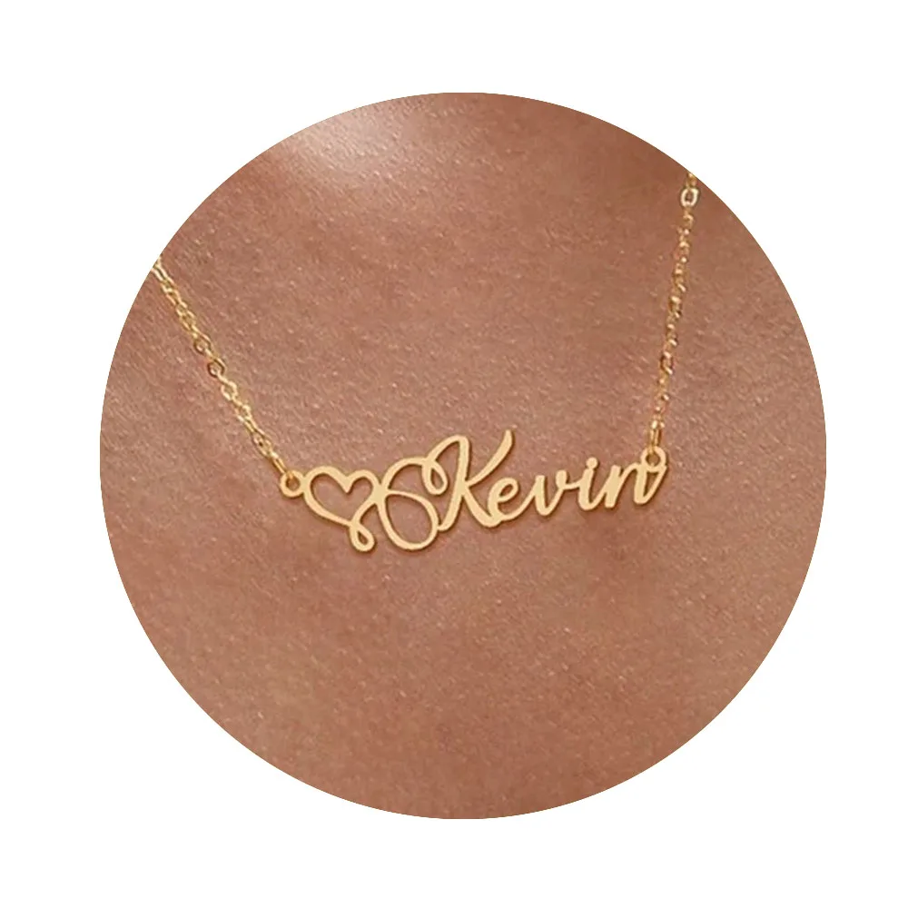 

Custom Heart Necklace Pendants Customized Stainless Steal Jewelry Personalized Nameplate Choker Necklace Birthday Gift