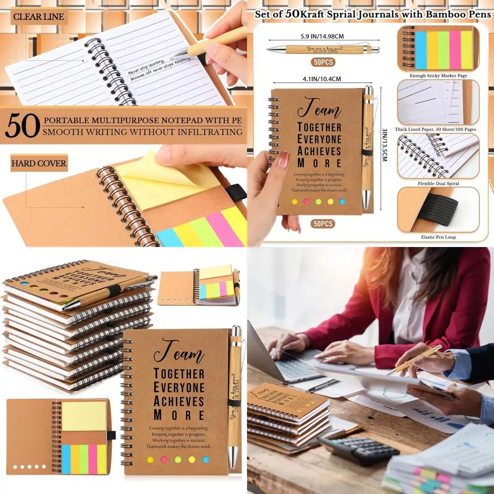 

Вдохновляющие блокноты и мотивирующие ручки для поощрения команды - 50 комплектов для социальных работников, учителей, медсестер и добровольцев