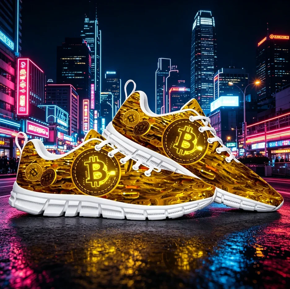 Bitcoin Full Print Sneakers Street Style Breathable Anti-Slip Daily Casual Custom Shoes