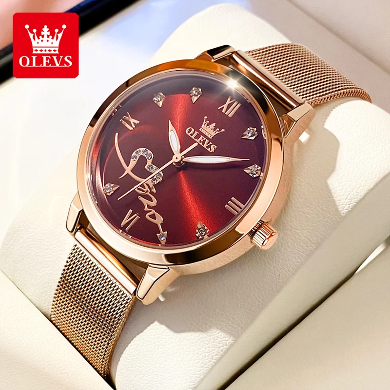 

OLEVS 5530, женские часы, роскошные часы Love Diamond, розовое золото, элегантные часы с подвеской, водонепроницаемые часы, оригинальные кварцевые женские часы лучшего бренда