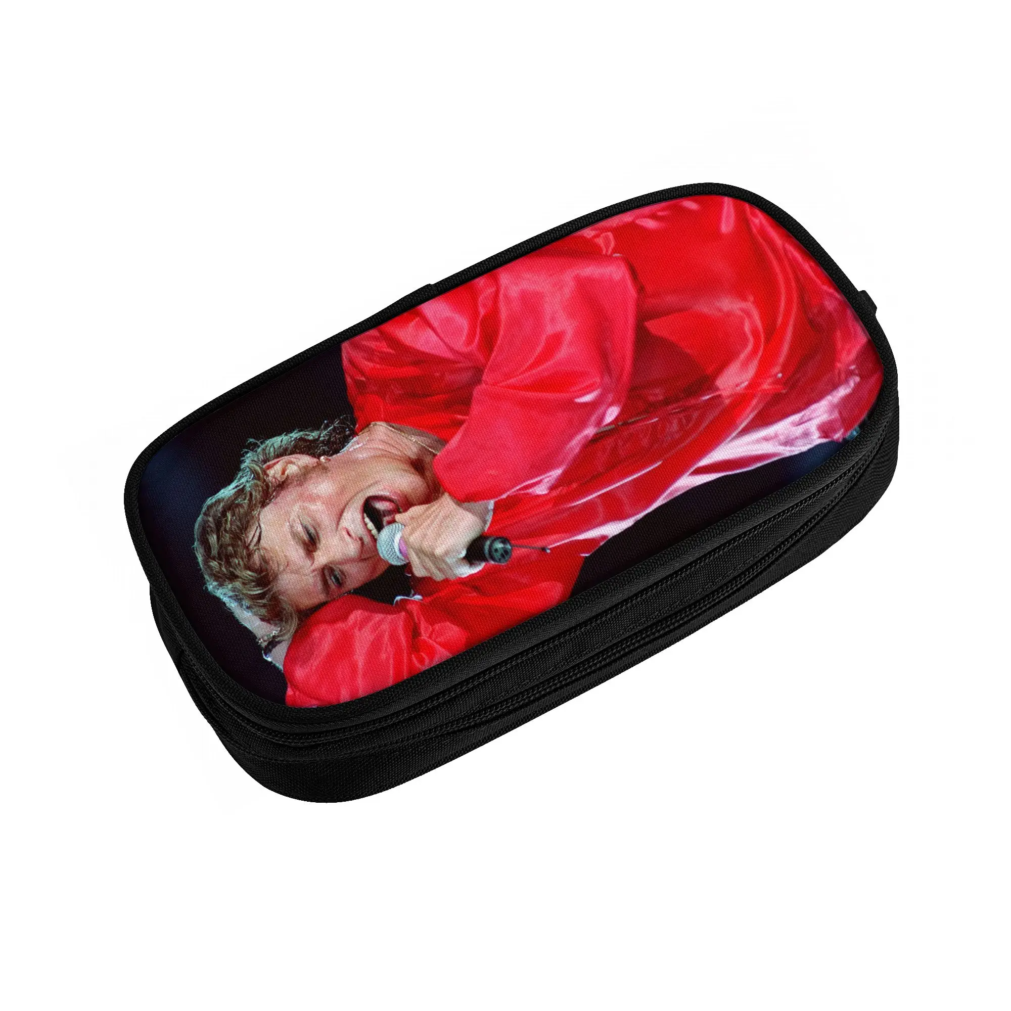 Cute Johnny Hallyday Music Singer Pencil Case for Boys Girls French Rock Large Storage Pen Bag Box Stationery