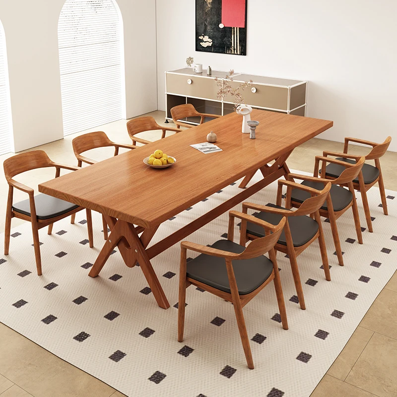 Simple Solid Wood Dining Table Creative Home Dining Table Log Large Board Workbench Long Desk Designer Negotiation Table