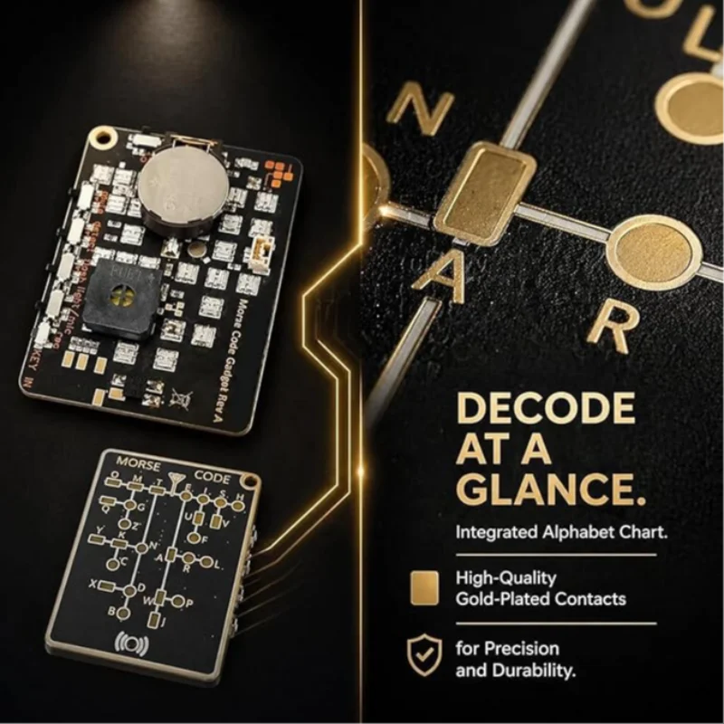 Led Morse Code Trainer Card Pocket-sized Portable Encryption Electronic Learning Tool Lightweight Morse Code Practice Trainer