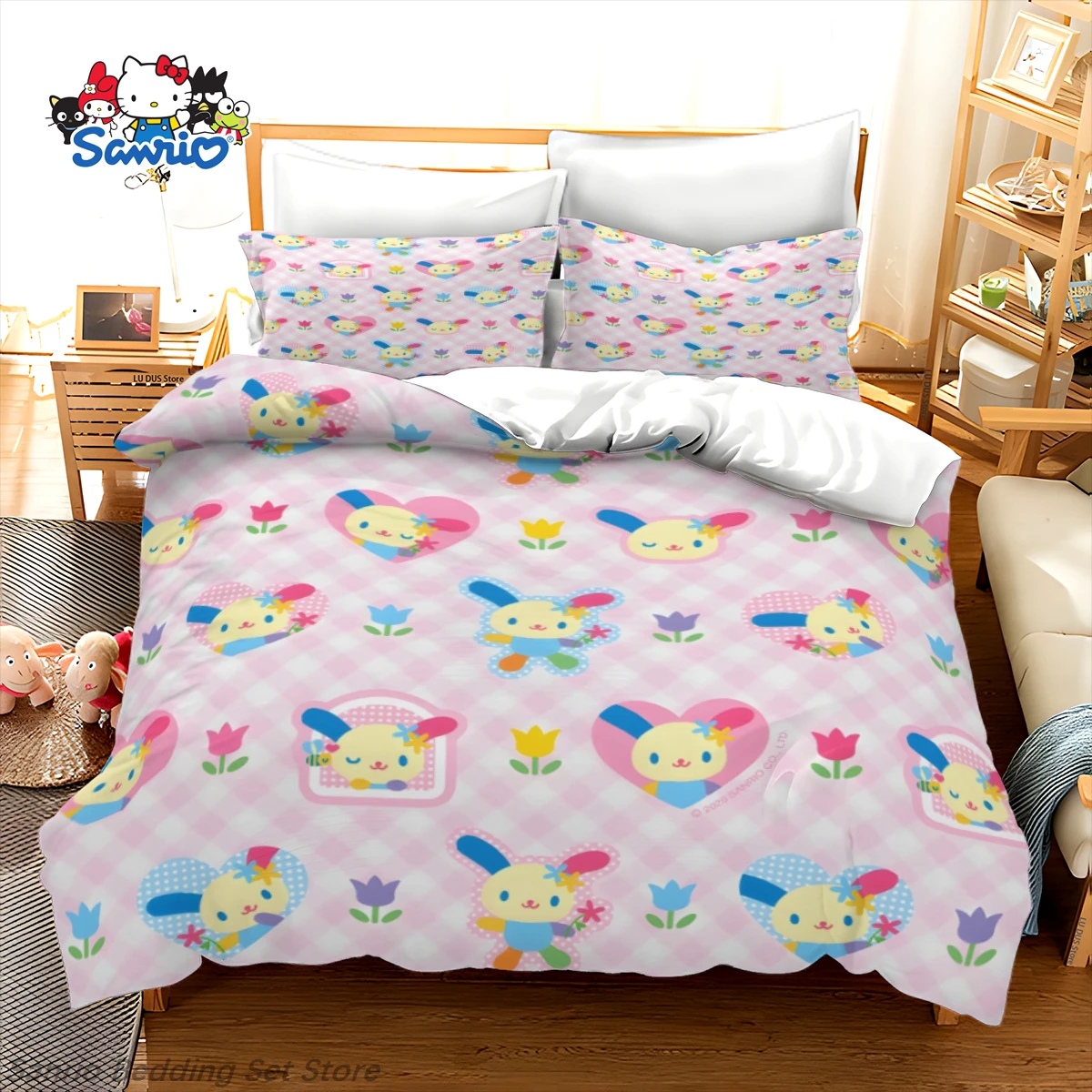 

Cute Sanrio Usahana Duvet Cover Kawaii Japanese Anime Usahana Bedding Set for Kids Gift Quilt Cover No Flat Bed Sheet